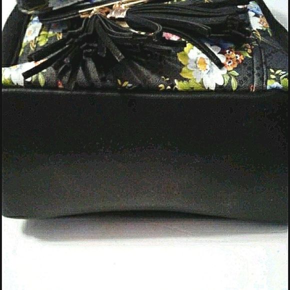 Black Floral Vegan Leather Boho Cottagecore Backpack with Coin Purse
